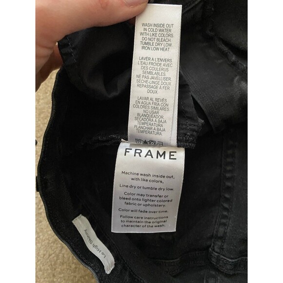 FRAME Le High Skinny Faded Black Scalloped Raw Hem Jeans Whittier Size 31 EUC - Picture 12 of 12